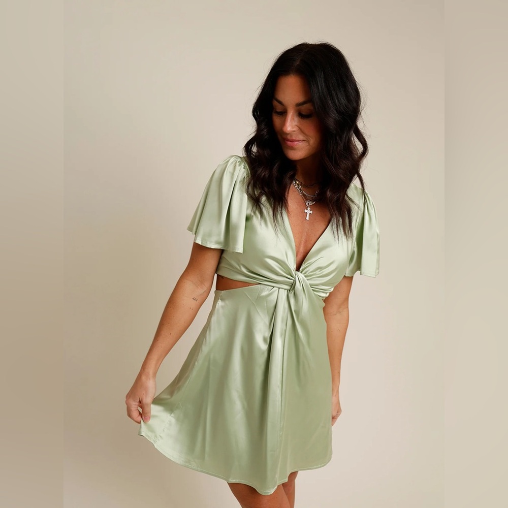 Lulu's Light Green Satin Mini Dress